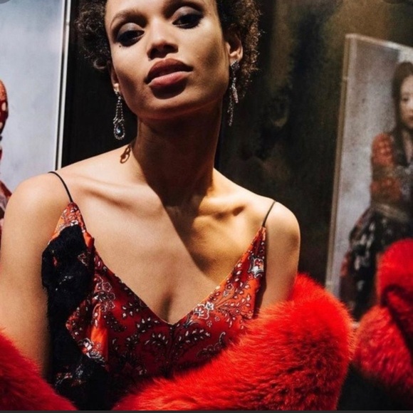 cinq a sept Petra Sleeveless Faux-Wrap Silk Dress W/ Lace Trim - Picture 2 of 7